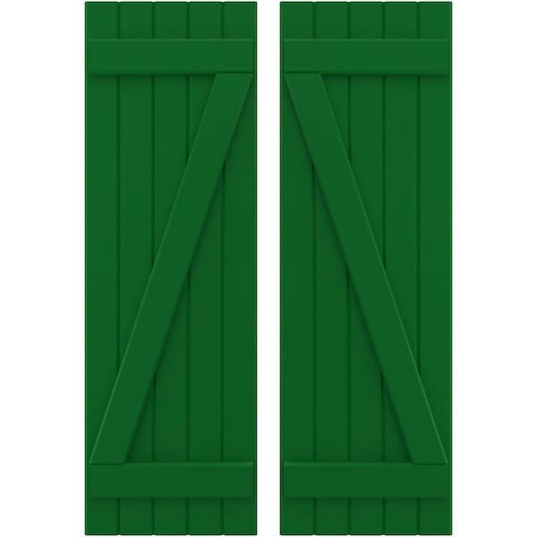 Ekena Millwork Americraft 5-Board (2 Batten) Wood Joined Board-n-Batten Shutters w/ Z-Bar, ARW102BB518X77HGH, PR ARW102BB518X77HGH - main